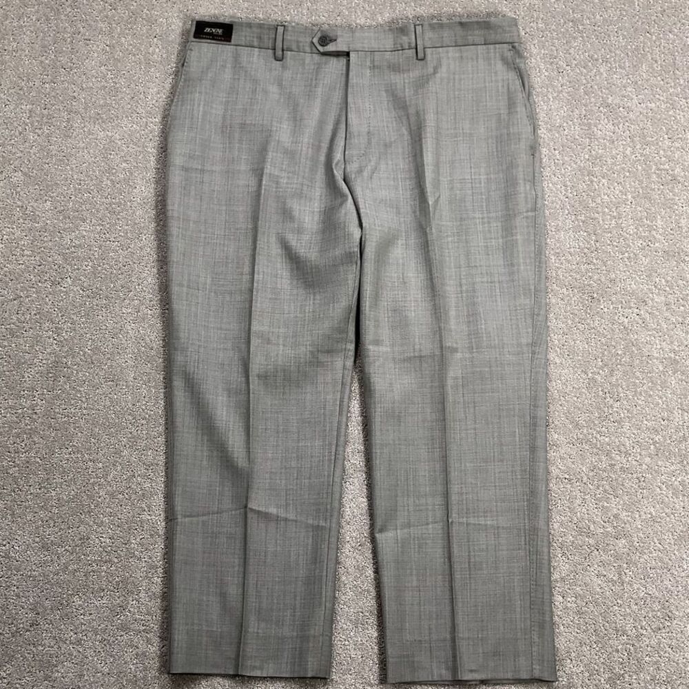Zignone Dress Pants Men 40 Gray Super 120s Gray Wool Italian Luxury Trousers